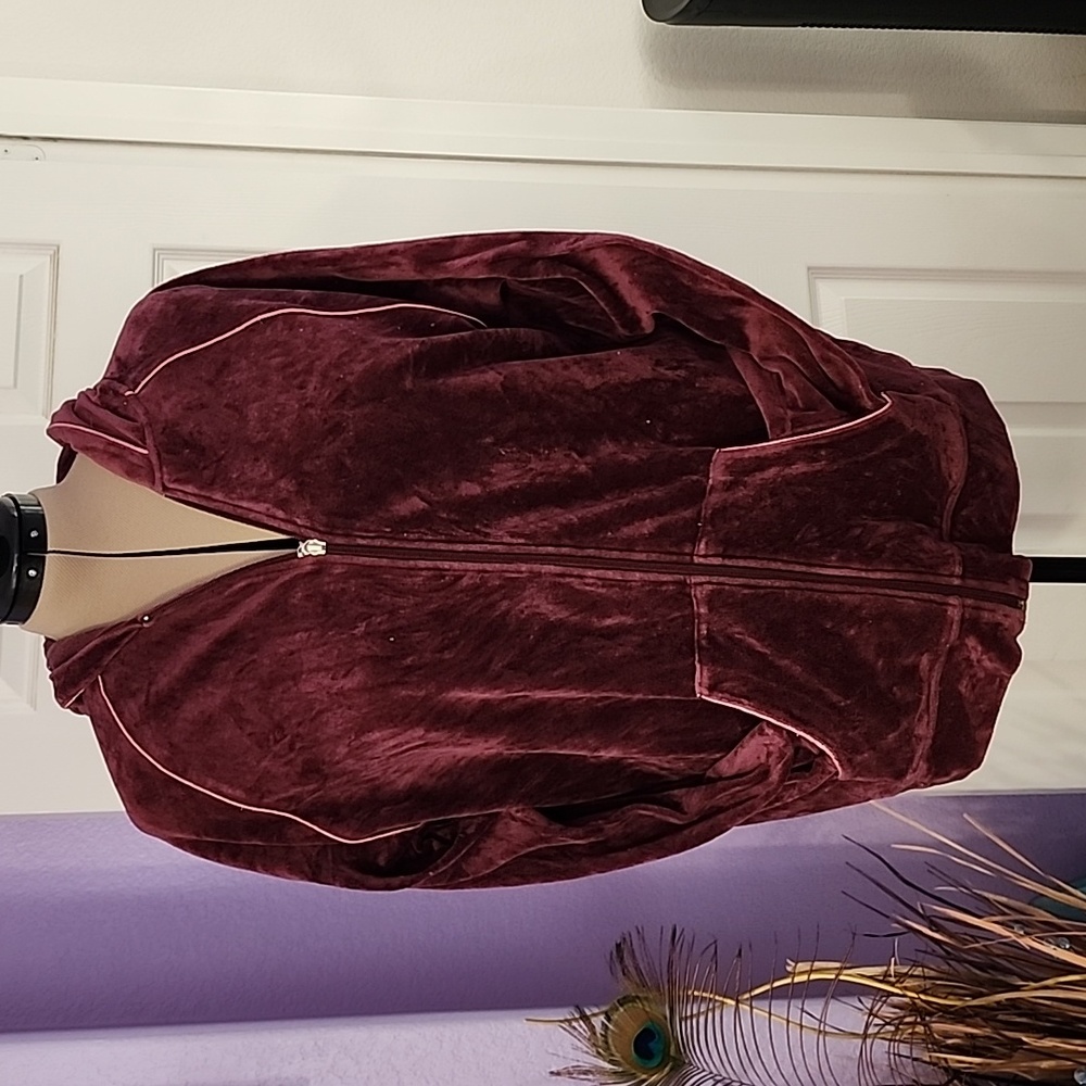 SJB Active By St. John's Bay Purple Velour Zip-Up Sweatshirt Size 1X